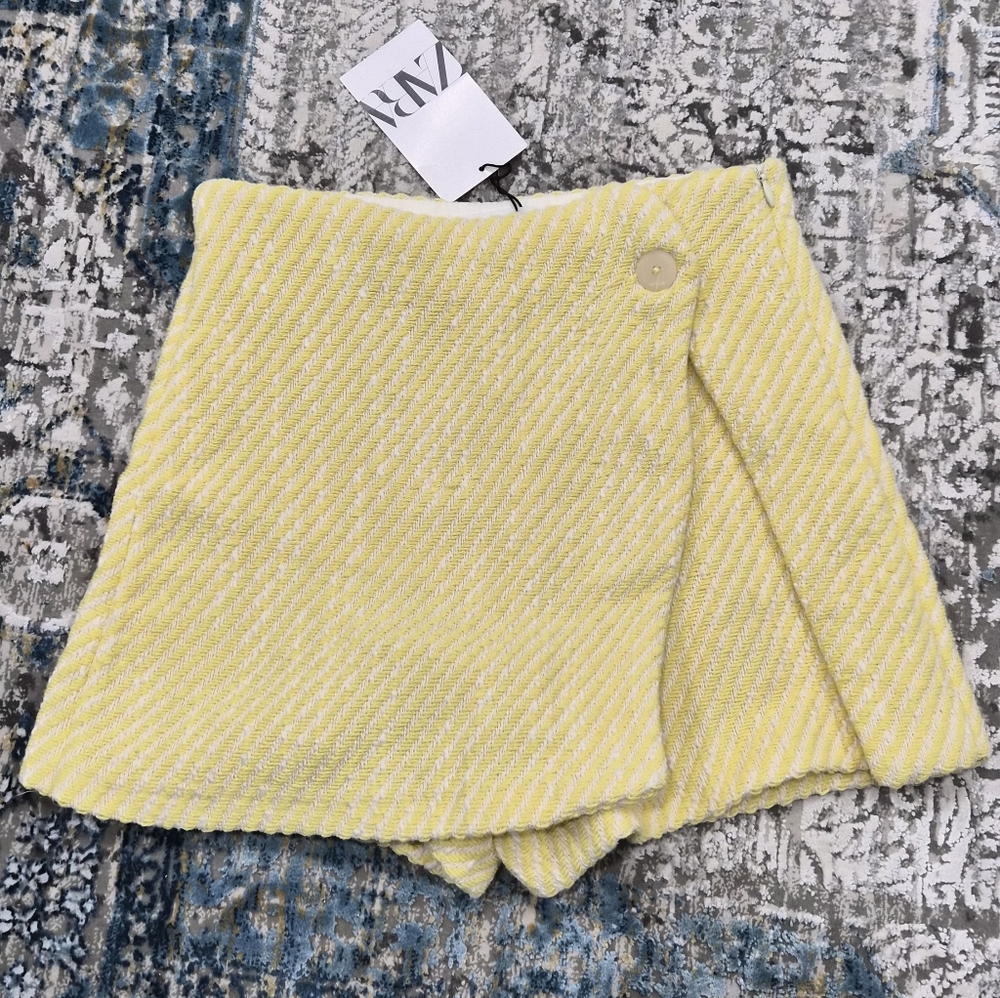 Zara Yellow Patterned Skort - Size 11-12 - New With Tags